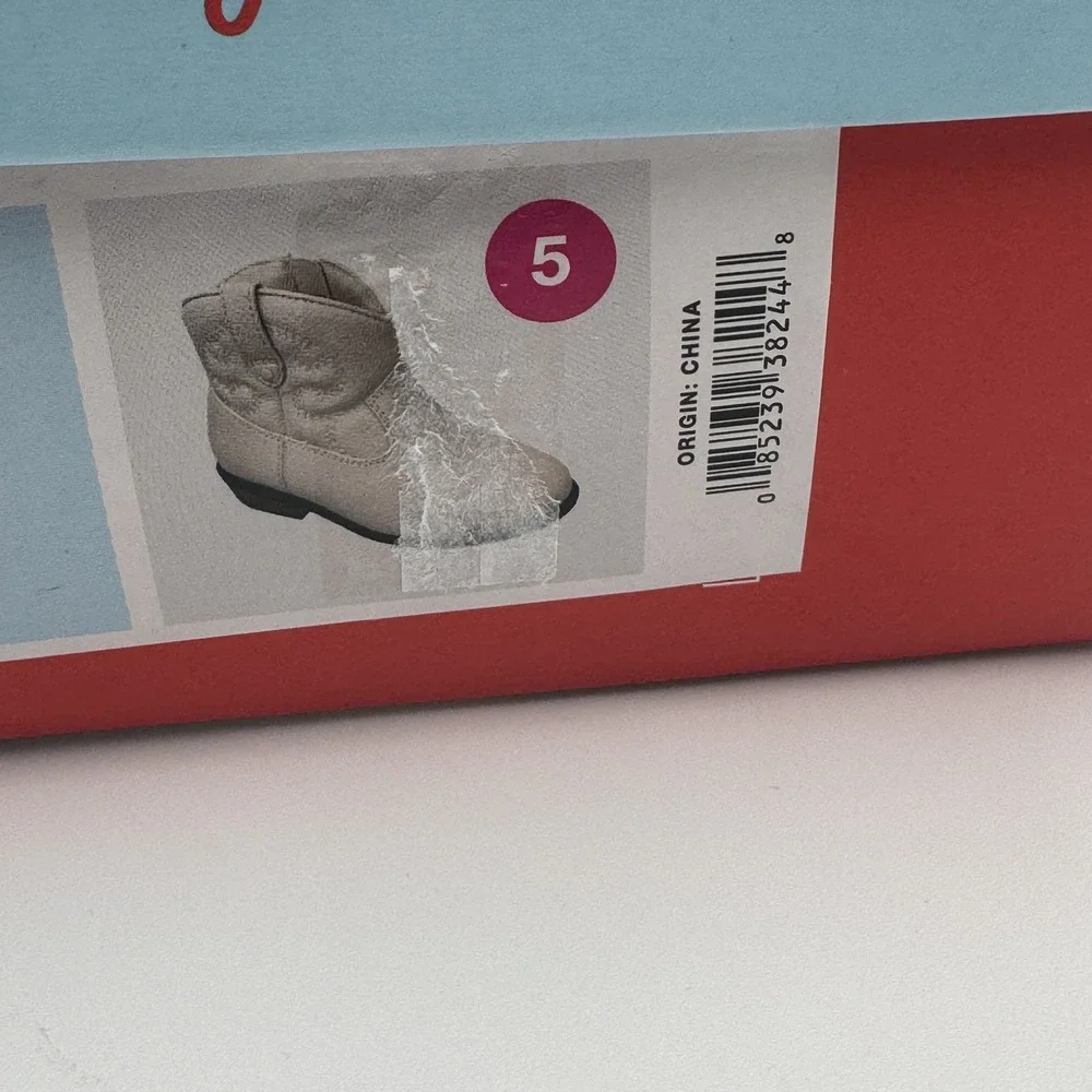 Cat & Jack Addie Western Boots Toddler Girls 5 Cream NWT